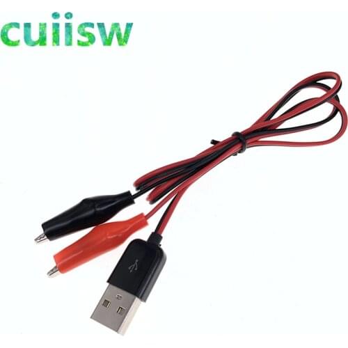 Alligator Test Clips Clamp to USB Male Connector Power Supply Adapter Wire 60cm