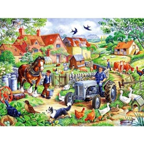 5D DIY Diamond Painting Full Square/Round Drill "Tractor Poultry" 3D Rhinestone Embroidery Cross Stitch Gift Home Decor Gift