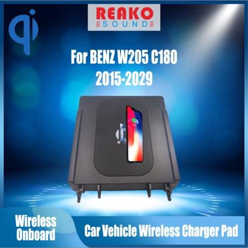 REAKOSOUND For BENZ W205 C180 AMG C43 C63 C Class 2015-2019 15W Qi Fast Charging Car Wireless Charger Pad IPhone Holder Plate