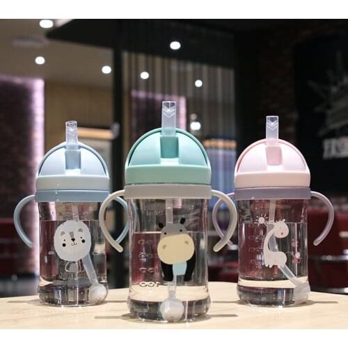 1pcs 400ml Baby Feeding Cup with Straw Children Learn Feeding Drinking Bottle Kids Training Cup with Straw Kids Water Cup
