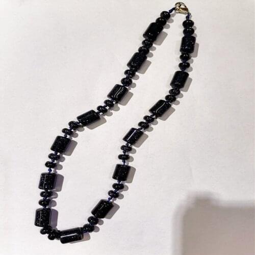 1 Strand 13x10mm Wholesale Blue Sand Stone Cylindrical Pendant Necklace Jewelry Ornaments 16.5inch S338