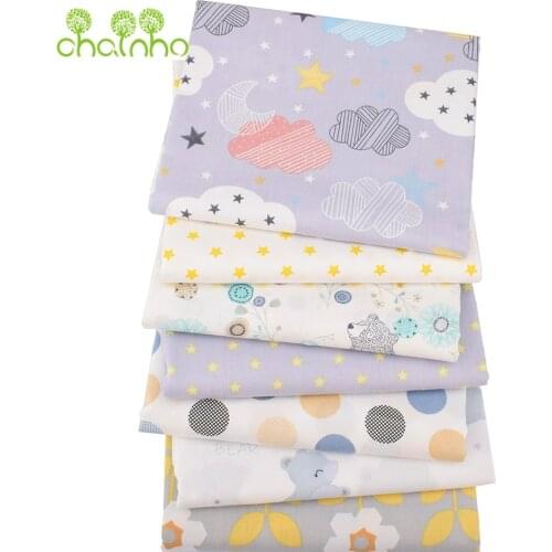 Chainho,Printed Twill Cotton Fabric,Patchwork Cloth For DIY Sewing Quilting Baby&Childs Bedclothes Material,Gray Cartoon Series