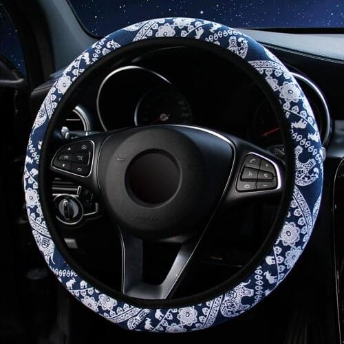 LEEPEE Elephant Print Suitable for 37-38cm Steering Wheel Cover Interior Accessories Universal Breathable Car Steering Covers