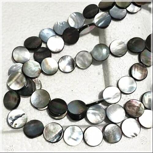 26pcs black lip shell beads strings coin shapes seawater shell beads size 15mm saltwater mother of pearl strands
