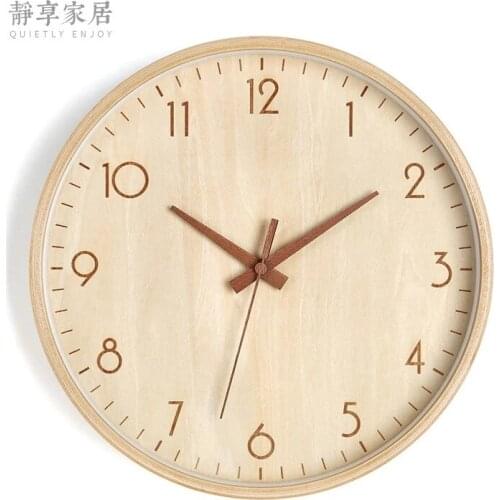 Retro Wood Wall Clock Modern Silent Wall Watch Home Japanese Style Wooden Needle Farmhouse Decor Wall Watches Home Decor Gift
