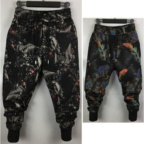 Jeans spring trend flower pants high elastic casual feet Harlan Korean version of the same red size trousers