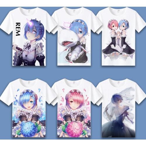 Re Life in a Different World from Zero Cosplay T Shirt Ram Rem Print T-Shirt Summer Graphic Tees Harajuku Casual Top Costume