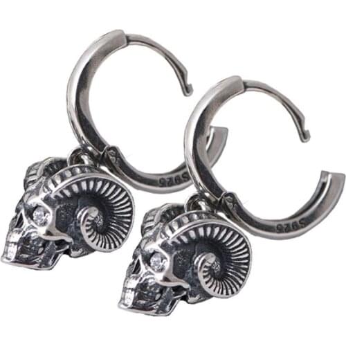 Personality Earrings Fashion Gothic Statement Drop Vintage Steampunk Sheeps Skull Rocker Dangle Halloween Presents