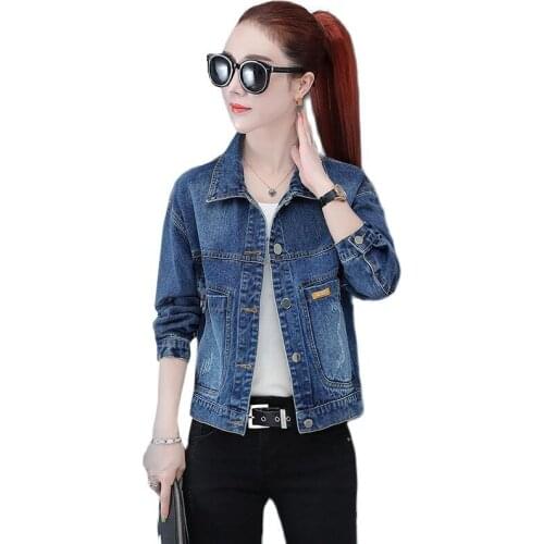 Oversize Denim Short Coat Outerwear Lady NEW Spring Autumn Jacket Female Korean Fashion Embroidery All-Match Jackets Women Tops