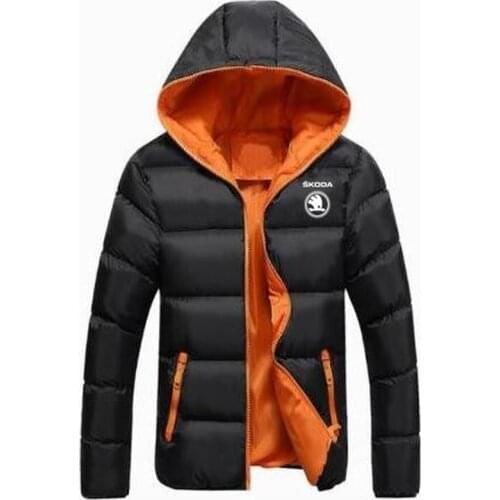 Men Skoda Car Logo Print Casual Hiphop Harajuku Printed Down Jacket Warm Jacket Man Clothing