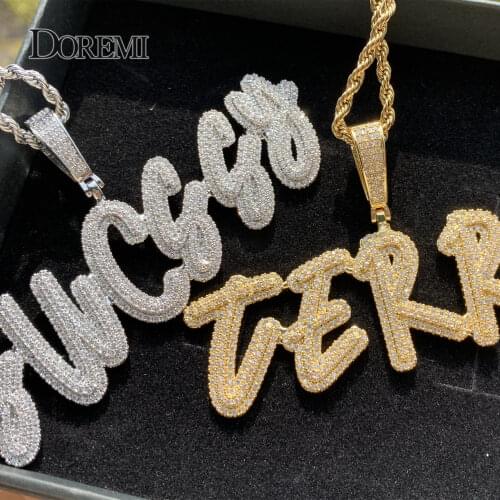 2021 Trendy Customized Necklace Fashion Doulble Layer Curise Ice Out Name Handmade Pendant Necklaces Women Best Friend Gift