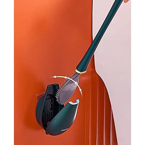 TPR Silicone Toilet Brush Holder Set Wall-Mounted Automatic Opening Closing Bathroom Cleaning Brush Home Creative Toilet Brushes