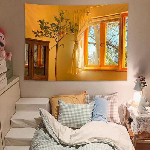 Wall Decor Tapestry Hanging Room Window Scenic Ocean Decoration Kawaii Sunset Seaview Seascape Tapiz Gobelin Decoration Mural