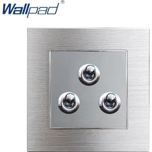 New Arrival 3 Gang 1 Way Toggle Switches Wallpad Luxury Wall Light Switch Grey Aluminum Alloy Panel Interrupteur