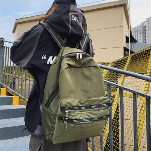 Solid Nylon Backpack Women Fashion Student School Bag Waterproof Large Capacity Mens Laptop Bags Leisure Travel Backpacks