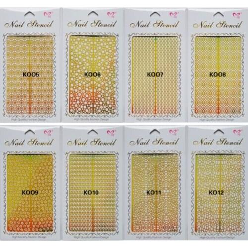 Wholesale Multiple-Use Laser Gold Toe Nail Sticker Hollow out Stencil Laser Nail Vinyls Image Guide Decal 500packs free shipping