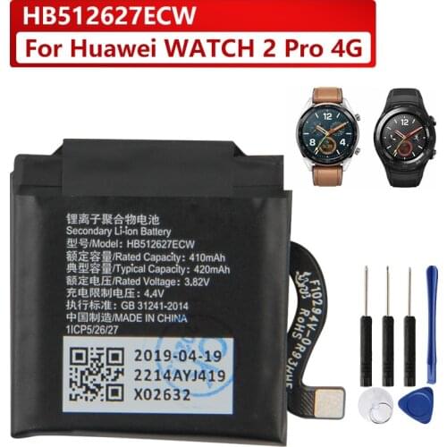 Original Replacement Battery For Huawei Watch2 Pro 4G EO-DLXXU Porsche Design WatchGT FTN-B19 HB512627ECW Genuine Battery 420mAh