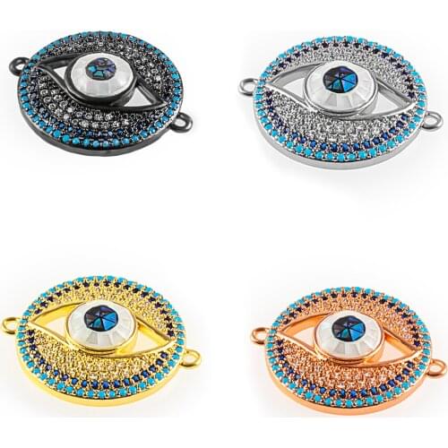 NEW DIY Earring Bracelet Jewelry Making Supplies Handmade Micro Pave Zircon Greek Turkish Evil Eye Charm Connectors Accessories