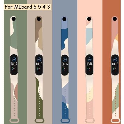Printing Silicone Correa For Xiaomi Mi Band 4 Strap Bracelet Mi band 6 Replacement Rubber Cartoon Wristband For Mi Band 6 5 4 3