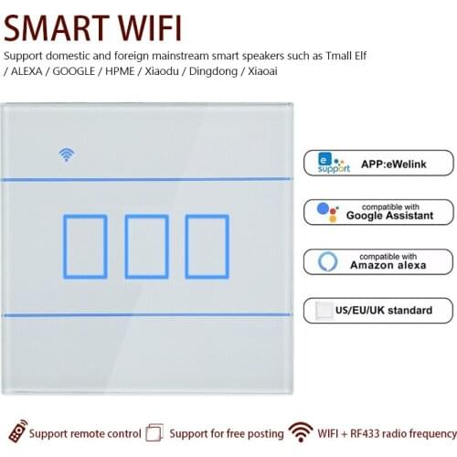 EWeLink WiFi Smart Switch With RF Function Smart Home APP 86 Model Panel Switch 90-250V 2000W work with Alexa and Google Home