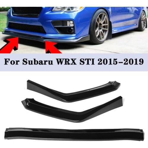3PCS Car Front Bumper Splitter Lip Chin Bumper Spoiler Diffuser Lip Body Kits Cover Trim Protection For Subaru WRX STI 2015-2019