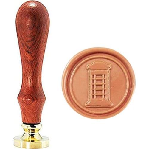 Telephone Booth Wax Seal Stamp Wedding Invitations Vintage Gift Rosewood Handle Custom Picture Letter Set Kit Signature Custom