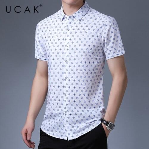 UCAK Brand Summer Classic Soft Cotton Shirt Men Clothing New Fashion Style Streetwear Casual Polka Dot Shirt Clothes Homme U6234