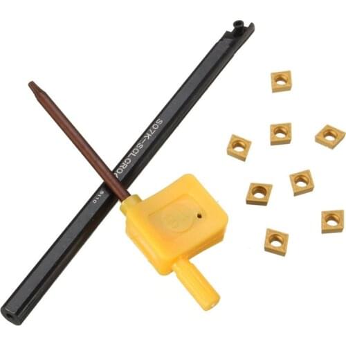 XNEMON 1set S07K-SCLCR06 Lathe Turning Tool Boring Bar Holder + 8Pcs CCMT0602 Inserts + Wrench 7x125MM