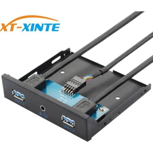 XT-XINTE USB 3.0 Type-c 3.5mm Audio Front Panel USB3.0 Hub Splitter Internal Combo Bracket Adapter for 3.5 Inch Floppy Bay