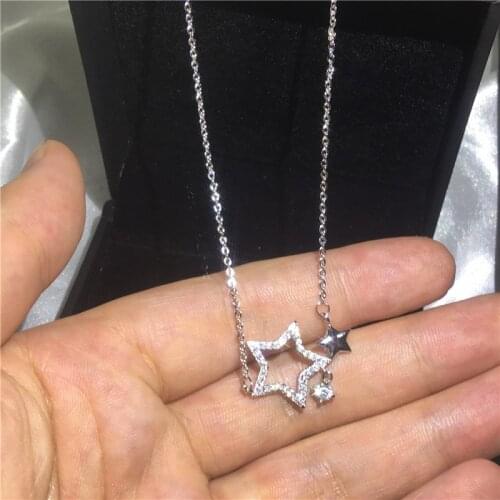 Star Shape Pendant AAAAA Cubic Zirconia 925 sterling silver Party Wedding Pendants with necalace for women Valentines Day Gift