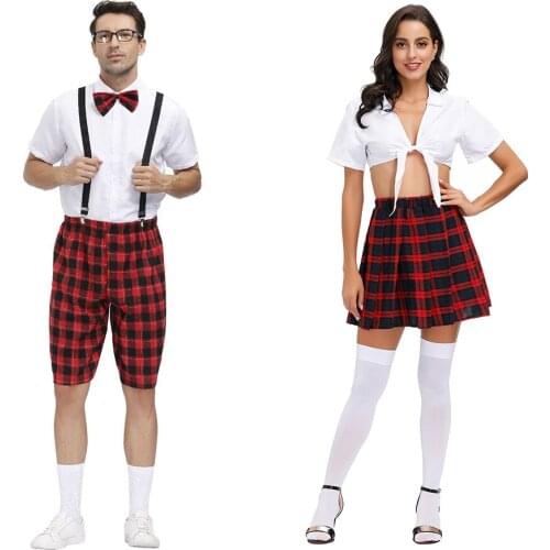 Women Checkered School Game Uniform Sexy School Girl Costume NightClub Lover Student Cosplay costume For Halloween