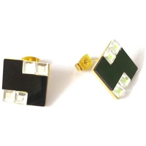 FairLadyHood Square Earrings Gold Color Stud Earrings For Women Jewelry Stainless Steel Earrings Oorbellen Brincos Grandes
