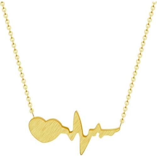 Valentines Day Heartbeat EKG Charm Necklaces & Pendants Women Jewelry Girlfriend Gifts Dainty Heart Rate Bijoux Femme Collier
