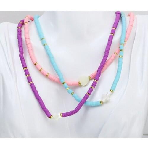 10 Pcs Shell charms Polymer Clay Soft Beaded Strand Necklace Shell charms beaded necklace Elegant Jewelry Necklace 90038