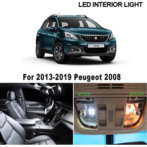 14 Bulbs White Canbus LED Interior Dome Map Reading Ceiling Cabin Light For 2013-2019 Peugeot 2008 Trunk License Plate Lamp