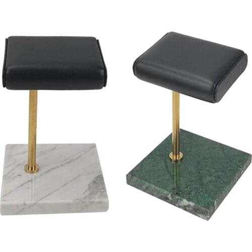 2 Pieces Green & White Marble & PU Watch Holder Stand for Display