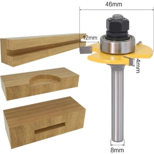 3-tooth T-cutter ball T-cutter 4mm cutting cutter slotting cutter woodworking milling cutter T-type tenon cutter Gong cutter