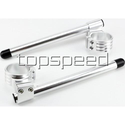 48MM Silver Motorcycle CNC High Lift Adjustable Clip Ons On Handle Bar Handlebar