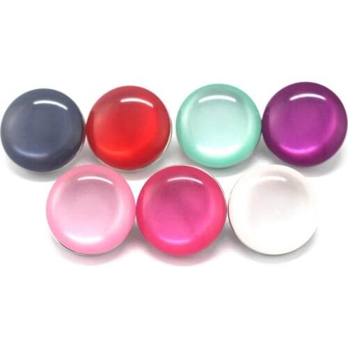 50pcs/lot multicolour lmitation cats eye resin Snap Button Print Glass Snap Charms Fit 18mm DIY Ginger Snap Bracelet Jewelry