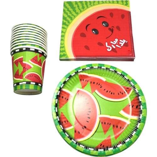 60pcs/lot Baby Shower Decoration Cups Plates Kids Favors Dishes Glass Happy Birthday Party Watermelon Theme Napkins Tableware