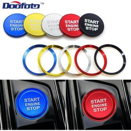 Doofoto Accessory Black Covers Car Start Engine Button Silver Rings Case For Volkswagen Golf 6 7 Passat B5 B6 Polo Tiguan Caddy
