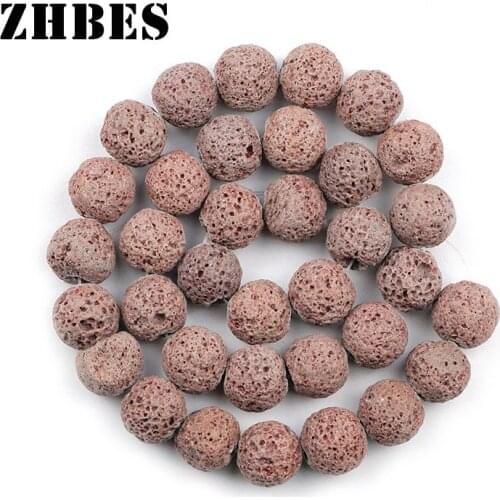 Natural Gray Color Lava Stone Beads 4/6/8/10/12MM Round Grey Volcanic Rock Spacers Loose Beads For Jewelry Making DIY Findings
