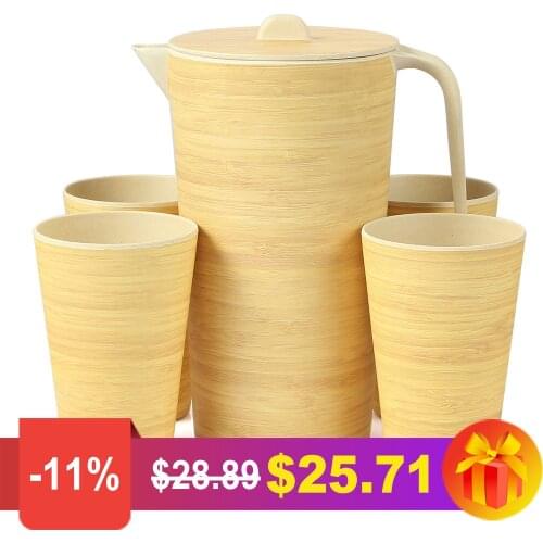 2600ml Water Kettle Bamboo Fiber Eco-friendky Water Jug Heat Resistance Juice Container With Lid Filter Cold Drinkware