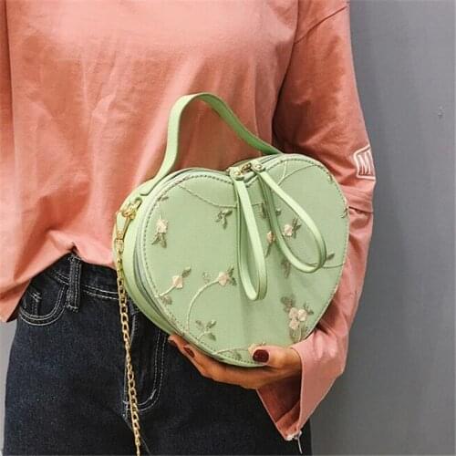 Creative Heart-shaped Small Bag Wild Messenger Chain Embroidery Lace Shoulder Portable Girl Small Bag