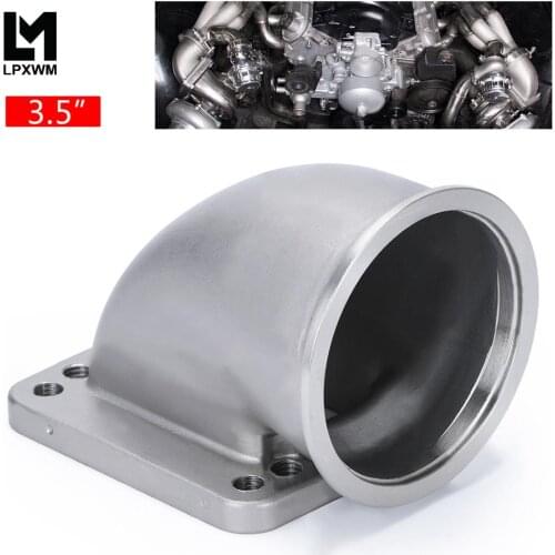LPXWM - 3.5\" Vband 90 Degree Cast Turbo Elbow Adapter Flange 304 Stainless Steel For T3 T4 Turbocharger LPXWM-TEA35