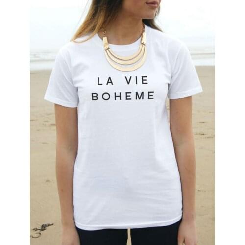 La Vie Boheme Letters Print Women Tshirt Harajuku Cotton Casual Shirt For Lady White Black Top Tee Big Size Hipster HH203-480
