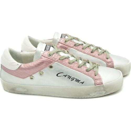 CANGMA Luxury Brand Original Men Shoes Silver Vintage Leisure Shoes Genuine Leather Sneakers Footwear Male Sneaker