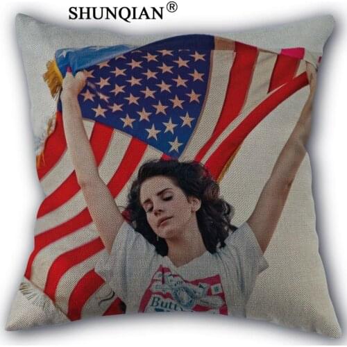 Lana del rey Pillowcase Cotton Linen Square Zippered Pillow Cover For Office,Family Customize Your Picture 45x45cm one side