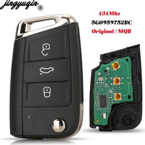 Jingyuqin Original Keyless Go For VW Gof7 Lamando B8 Variant FOB 3Buttons Smart Remote Car Key 434Mhz MQB With Blade 5G0959752BC
