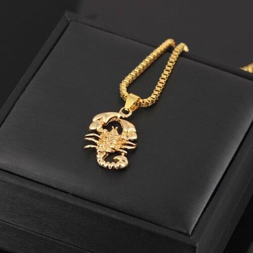 Stainless Steel Scorpion Pendant Necklaces Pendant For Boys Hiphop Rock Necklaces For Men Gold Chain Animal Fashion Jewelry BFF